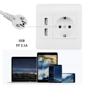 High quality 220V 5V2.1A EU usb wall socket